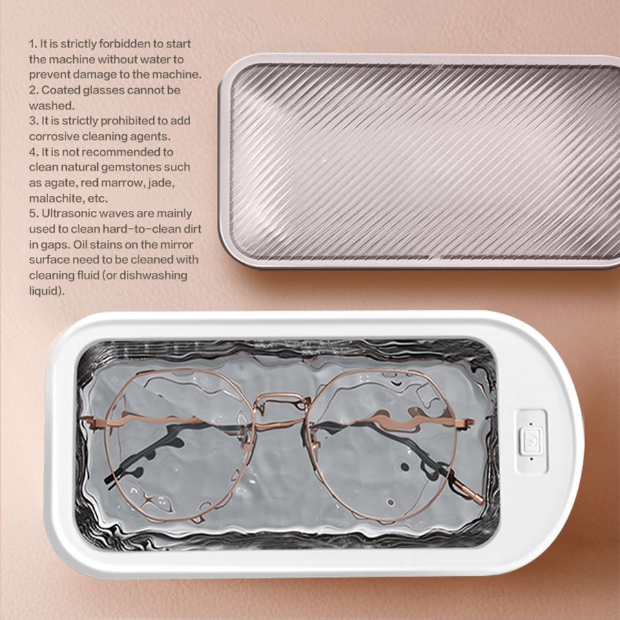 Mini Portable Ultrasonic Cleaner – Digital Household Cleaner for Jewelry Glasses, Watches & Dentures