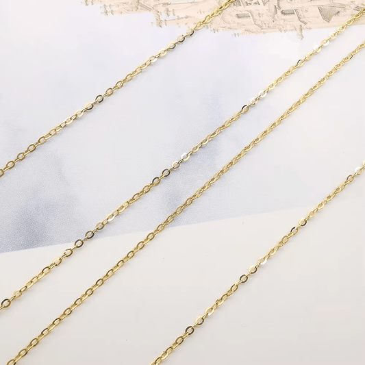 18K AU750 Solid Gold Cable Chain Necklace Unisex 18inches (45cm) - Round-Link Fine Chain 1.0mm/1.3mm