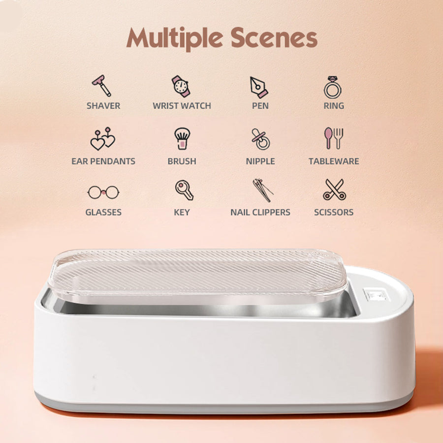 Mini Portable Ultrasonic Cleaner – Digital Household Cleaner for Jewelry Glasses, Watches & Dentures