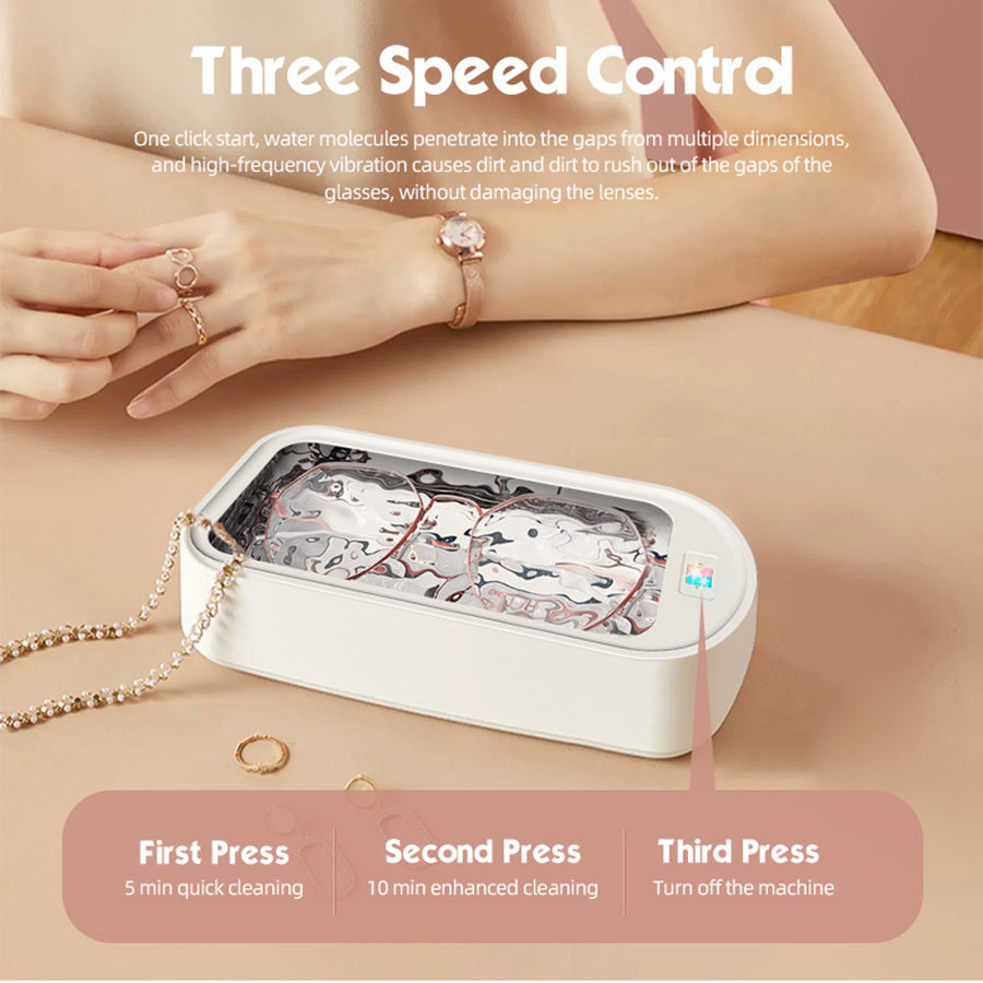 Mini Portable Ultrasonic Cleaner – Digital Household Cleaner for Jewelry Glasses, Watches & Dentures