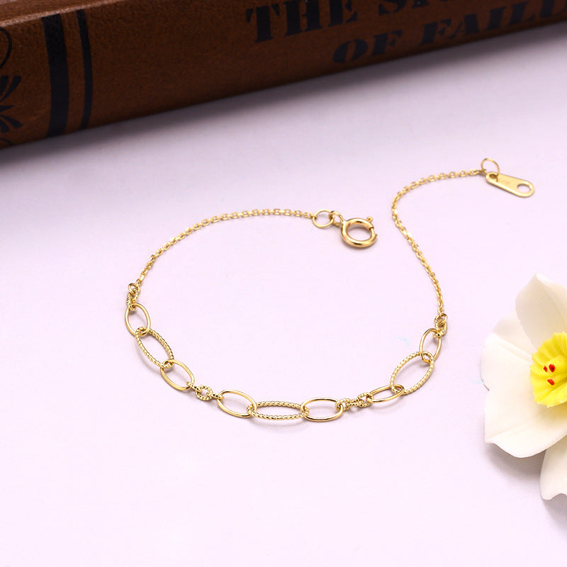 Real Solid Gold Bracelet 9K 10K 14K 18K for Women – Adjustable 16cm/17cm/18cm Fit – Daily Wear Chain