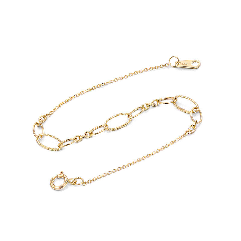 Real Solid Gold Bracelet 9K 10K 14K 18K for Women – Adjustable 16cm/17cm/18cm Fit – Daily Wear Chain