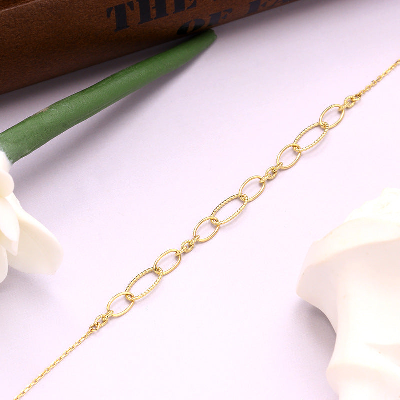 Real Solid Gold Bracelet 9K 10K 14K 18K for Women – Adjustable 16cm/17cm/18cm Fit – Daily Wear Chain