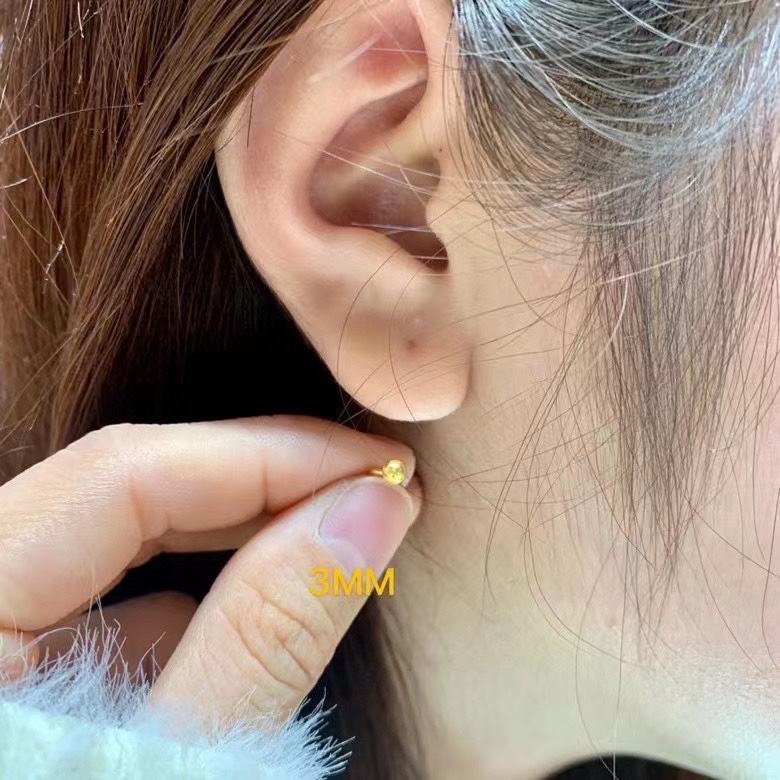 18K AU750 Real Solid Gold Ball Stud Earrings – Unisex Classic Round Minimalist 3mm 4mm 5mm 6mm Pairs