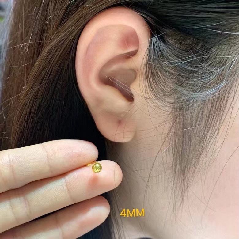 18K AU750 Real Solid Gold Ball Stud Earrings – Unisex Classic Round Minimalist 3mm 4mm 5mm 6mm Pairs