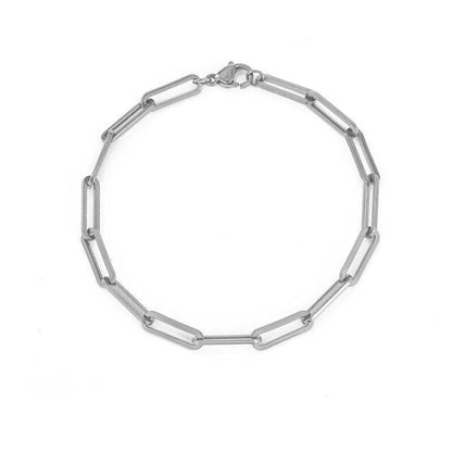Paperclip Bracelet 316L Stainless Steel Chain Link 18cm Unisex 14K Gold Silver Plated