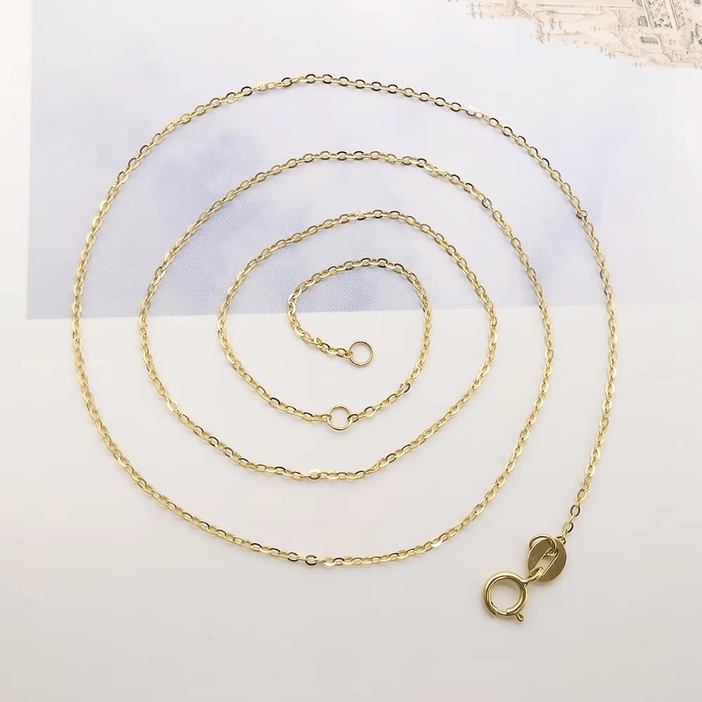 18K AU750 Solid Gold Cable Chain Necklace Unisex 18inches (45cm) - Round-Link Fine Chain 1.0mm/1.3mm