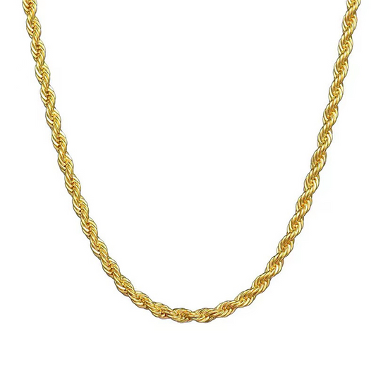 18K AU750 Solid Gold Rope Chain Necklace Unisex 18inches (45cm) Real Yellow Gold 1.08mm 1.14mm 1.3mm