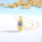 18K Real Gold Unisex Evil Eye Pendant - with FREE Gold-Plated 925S Sterling Silver Chain necklace